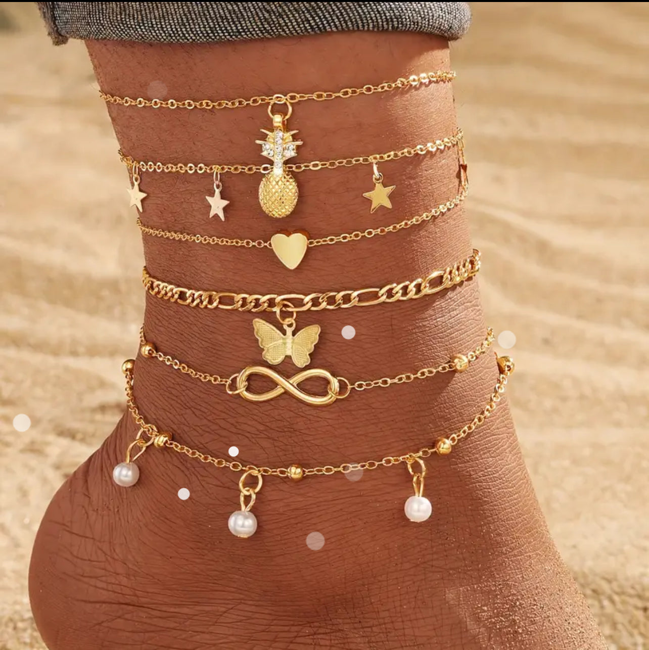 Luxe Gold Charm Anklet Set